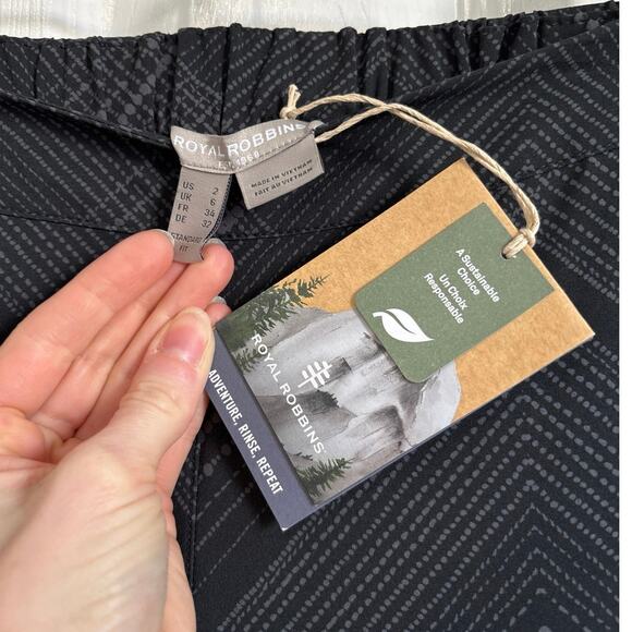 Royal Robbins NWT black patterned spotless traveler trouser pants size 2 - Picture 8 of 10